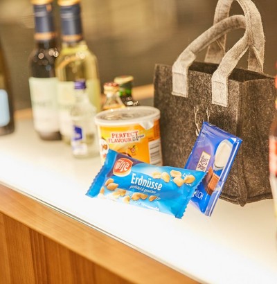 Snacks und Getränke zum Erwerben